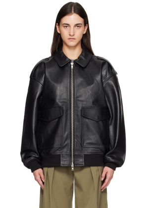 The Frankie Shop Black Viper Leather Jacket