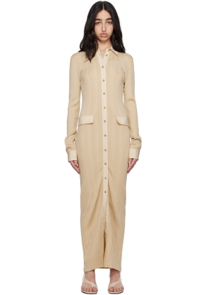 TOTEME Beige Knitted Shirt Maxi Dress