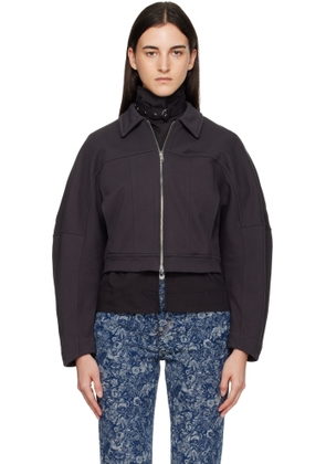 GANNI Black Heavy Terry Jersey Bomber Jacket