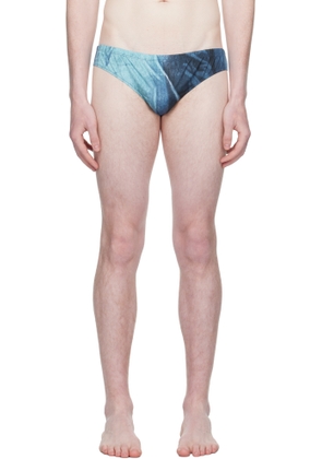 Jean Paul Gaultier Blue Printed Water Swim Briefs