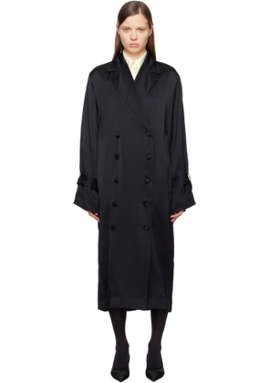 TOTEME Black Satin Trench Maxi Dress