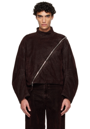Jean Paul Gaultier Brown Minimal Moto Jacket