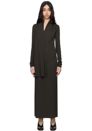 TOTEME Brown Overlapped Jersey Midi Dress