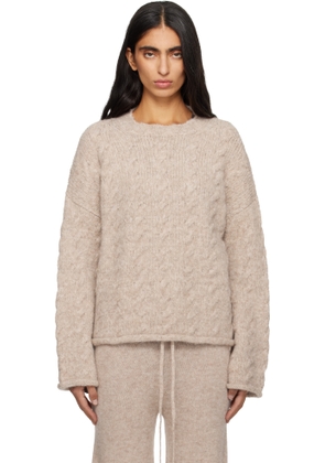 Lauren Manoogian Beige Cable Crewneck Sweater
