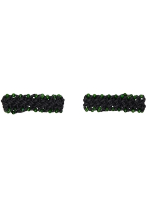Shawna Wu SSENSE Exclusive Black & Green Handknot Garters
