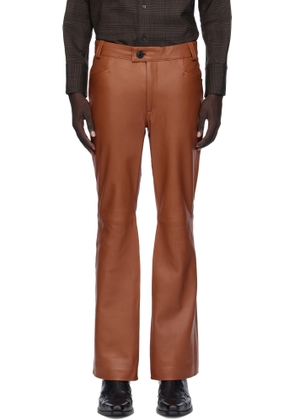 Ernest W. Baker Orange Flare Leather Pants