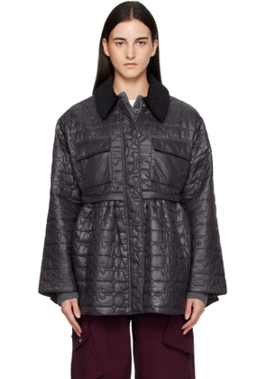 GANNI Black Quilt Midi Jacket