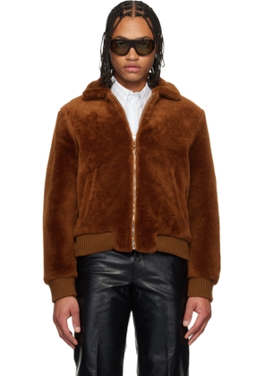 Ernest W. Baker Brown Zip Shearling Jacket