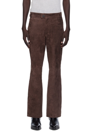 Ernest W. Baker Brown Flare Suede Trousers