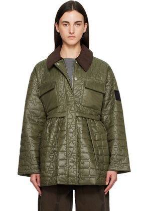 GANNI Green Quilt Midi Jacket