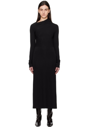 TOTEME Black Draped Jersey Maxi Dress