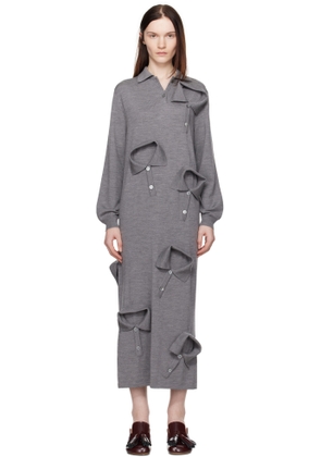 Moschino Gray Multi Collars Knitted Maxi Dress