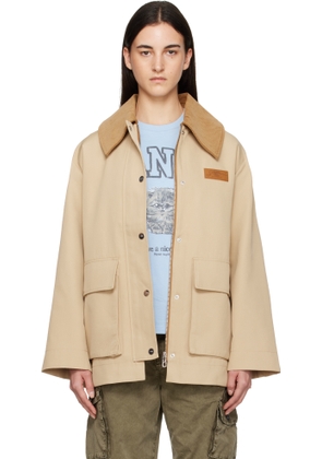 GANNI Tan Twill Midi Jacket