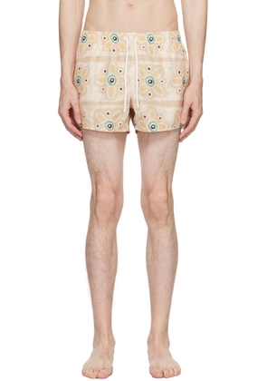 COMMAS Beige Floral Swim Shorts