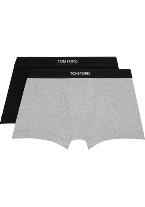 TOM FORD Two-Pack Black & Gray Cotton Boxer Briefs