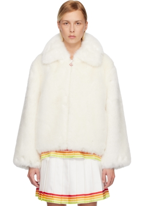 Casablanca White Zip Faux-Fur Jacket