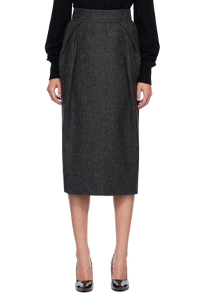 Maison Margiela Gray Wool Midi Skirt