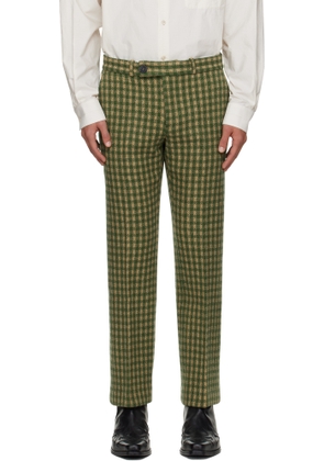 Ernest W. Baker Green & Beige Loose Fit Flare Trousers
