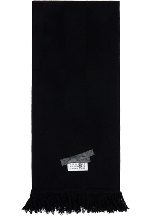 MM6 Maison Margiela Black Taped Label Wool Scarf