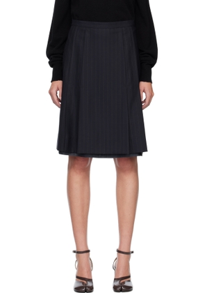 Maison Margiela Navy Striped Wool Midi Skirt