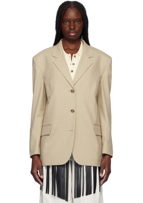 RECTO Beige Wool Blend Tailored Daddy Blazer