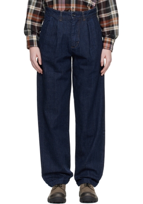 Carter Young SSENSE Exclusive Blue Washed Pleated Jeans