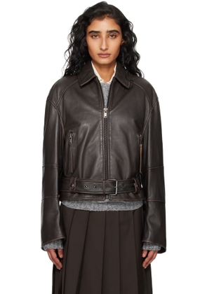 Weekend Max Mara Brown Egizio Leather Jacket