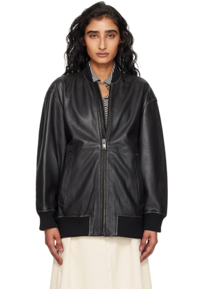 Weekend Max Mara Black Tattico Leather Jacket