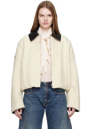 Jean Paul Gaultier Off-White Heavy Wool Bomber Jacket