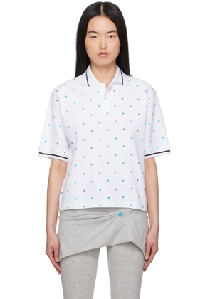 Ashley Williams White Polka-Dot Polo
