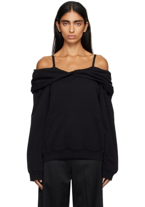 MM6 Maison Margiela Black Off-The-Shoulder Hoodie