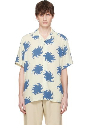 OAS Off-White & Blue Sky Ember Viscose Shirt