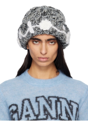 GANNI Gray Wool Handknit Beanie