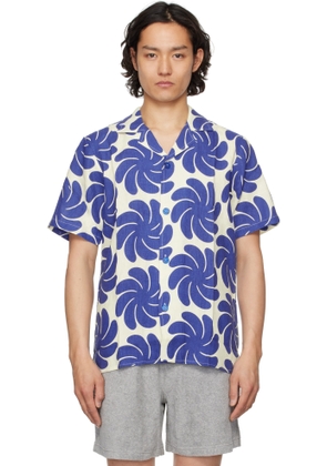 OAS Blue & Off-White Nebula Cuba Linen Shirt