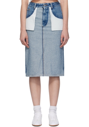 MM6 Maison Margiela Blue Faded Denim Midi Skirt