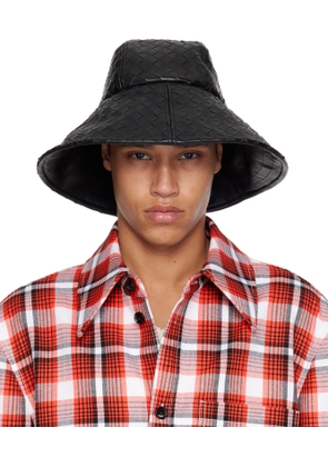 Bottega Veneta Black Intrecciato Leather Bucket Hat