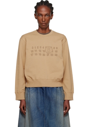 MM6 Maison Margiela Tan Printed-Logo Sweatshirt