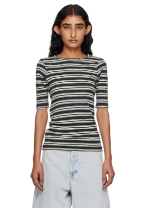 YMC Navy & Green Stripe T-shirt