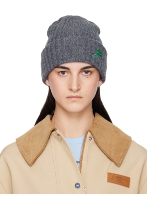 GANNI Gray Wool Knit Beanie