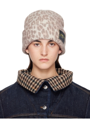GANNI Beige Oversized Wool Rib Knit Beanie