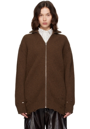 MM6 Maison Margiela Brown Ribbed Knit Sweater