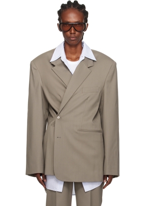 The Frankie Shop Taupe Crosby Wrap Blazer
