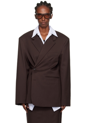 The Frankie Shop Brown Crosby Wrap Blazer