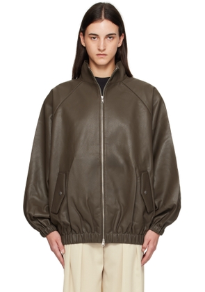 The Frankie Shop Taupe Senta Faux-Leather Bomber Jacket