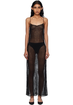 The Frankie Shop Black Sienna Semi Sheer Ribbed Maxi Dress