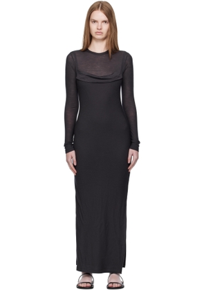 Nanushka Gray Linora Draped Wool Jersey Maxi Dress