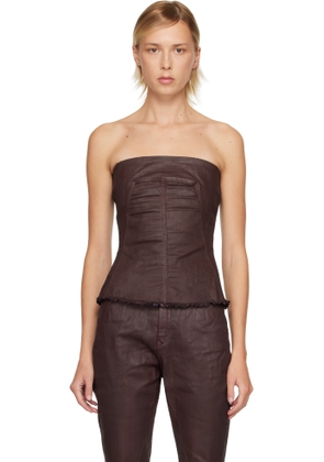 Rick Owens DRKSHDW Burgundy Concordians Bustier Denim Top