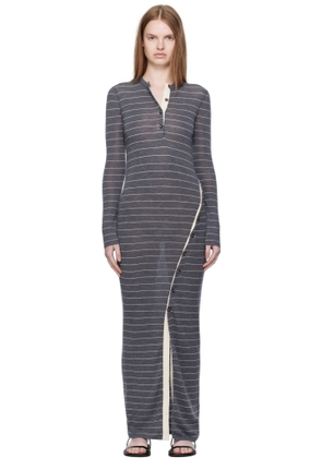 Nanushka Gray Dakoa Striped Terry Merino Maxi Dress