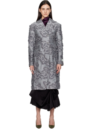 GANNI Gray Fil Coupé Suiting Coat