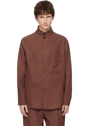 ZEGNA Orange Standing Collar Overshirt
